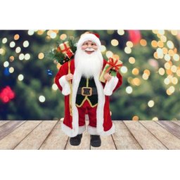 Papai Noel Casaco Vermelho Longo Luxo Saco Presentes 60cm - Master Christmas - 4
