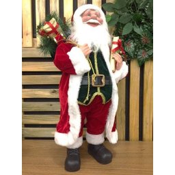 Papai Noel Casaco Vermelho Longo Luxo Saco Presentes 60cm - Master Christmas - 6
