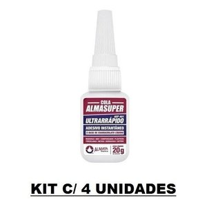 Cola Almasuper 20G Adesivo Instantâneo Ultra Rápido com 4 Un