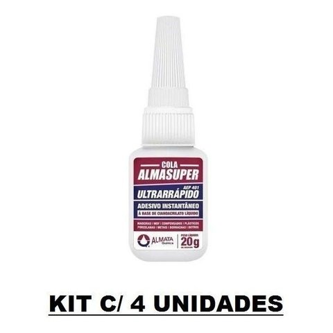 Cola Almasuper 20g Adesivo Instantâneo Ultra Rápido com 4 Un