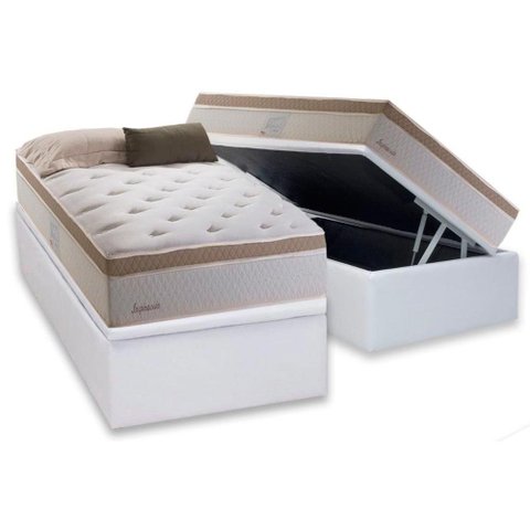 Cama Box Baú Solteiro: Colchão Molas Herval Masterpocket Inspiracion + Base Crc Courano White(