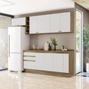 Ver imagem 1 de Armário de Cozinha Completa Garrafeiro 100% Mdf 280cm Nogueira/branco Celeste Kappesberg