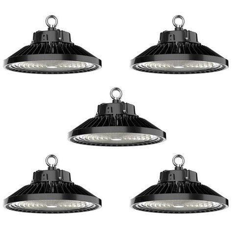 Luminária Led Ufo 150w Industrial High Bay Preto Kit com 5
