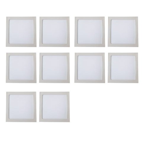 Plafon Painel 18W LED Quadrado Embutir Luminária Kit com 10