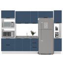 Ver imagem 2 de Cozinha Meena 5 Peças Armários Aéreos Torre Quente Paneleiro Balcão Rodapé Branco/Azul 250062