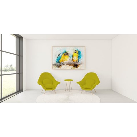 Quadro em Canvas  Araras em Aquarela  60x90 Borda Infinita