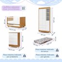 Ver imagem 3 de Quarto de Bebê Completo com Cômoda Berço com Colchão e Guarda Roupa 100%MDF Encanto