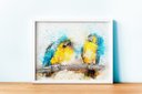Ver imagem 2 de Quadro em Canvas Araras em Aquarela 40x60 Borda Infinita