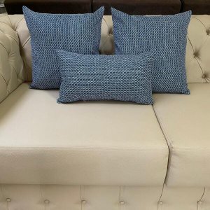 Kit 3 Almofadas Composê Geométrico Azul Escuro Impermeável