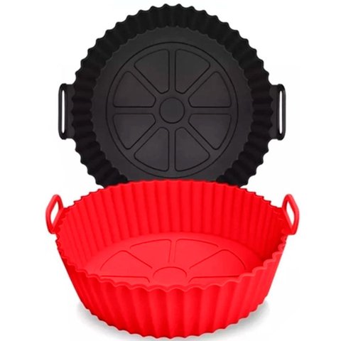 Kit 2 Forma Silicone Reutilizável Antiaderente Air Fryer