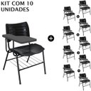 Ver imagem 1 de Kit 10 Cadeiras Universitárias Preta com Porta Livros Prancheta Plástica