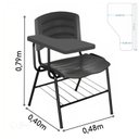 Ver imagem 3 de Kit 10 Cadeiras Universitárias Preta com Porta Livros Prancheta Plástica