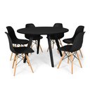 Ver imagem 1 de Conjunto Mesa de Jantar Redonda Amanda Preta 120cm com 6 Cadeiras Eames Eiffel - Preto
