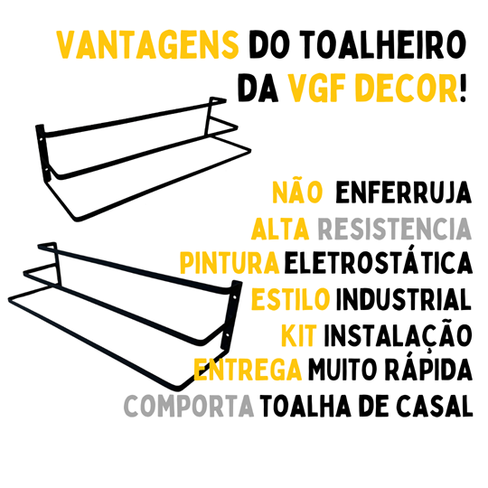 Kit 2 Un Suporte Porta Toalha de Banho Triplo Toalheiro - 2