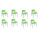 Ver imagem 1 de Kit 8 Cadeiras Infantil Iso, Escola, Base Cinza- Verde Claro