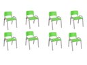 Ver imagem 1 de Kit 8 Cadeiras Infantil Iso, Escola, Base Cinza- Verde Claro