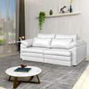 Ver imagem 1 de Sofá Decorativo Piece Bipartido Retrátil Sala de Estar 215cm Couro Branco G58 - Gran Belo