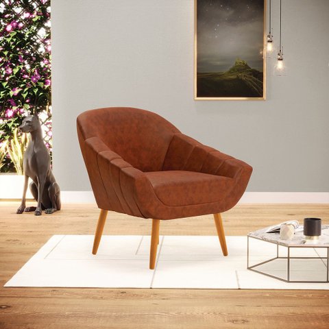 Poltrona Decorativa Sala Giovana Corano Nozes Castanho - D'rossi