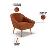 Poltrona Decorativa Sala Giovana Corano Nozes Castanho - D'rossi - 2