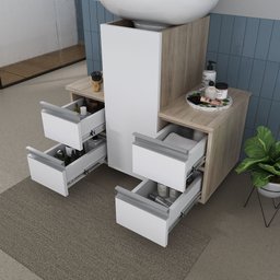 Gabinete Banheiro Coluna para Encaixe Madeirado / Branco - 2