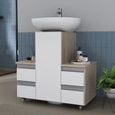 Ver imagem 1 de Gabinete Banheiro Coluna para Encaixe Madeirado / Branco