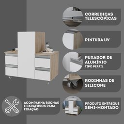 Gabinete Banheiro Coluna para Encaixe Madeirado / Branco - 4