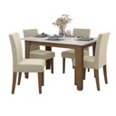 Ver imagem 1 de Conjunto de Mesa Sala de Jantar Miami com 4 Cadeiras Trieste Suede 1,20m Cedro / Off White / Areia