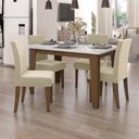 Ver imagem 6 de Conjunto de Mesa Sala de Jantar Miami com 4 Cadeiras Trieste Suede 1,20m Cedro / Off White / Areia