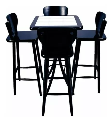 Conjunto Bistrô Quadrado Azulejo Branco 60cm - 1