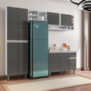 Ver imagem 2 de Armário de Cozinha Florença Branco 5 Portas e Nichos Moderno:Cinza/Branco