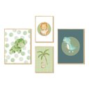 Ver imagem 5 de Kit 4 Quadros para Quarto Infantil Menino Dinossauro Verde
