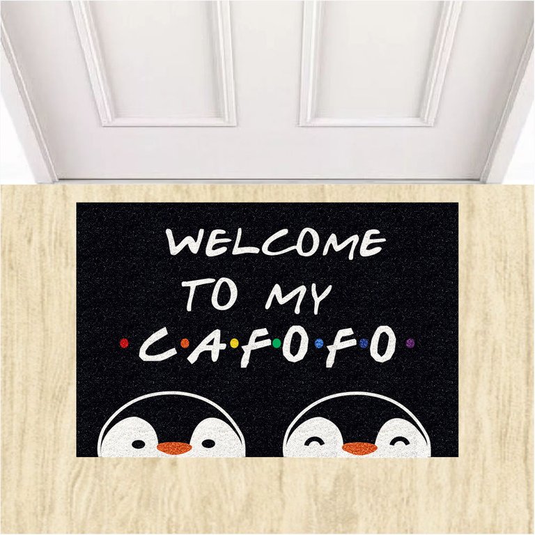 Tapete Capacho Divertido Welcome To My Cafofo Pinguins Lgbt.:preto Tapete Capacho Divertido Welcome To My Cafofo Pinguins Lgbt.:preto