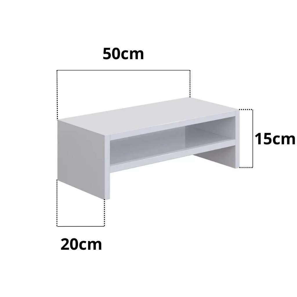 Base para Monitor Mdf 53cm Montado Home Office Suporte Apoio:duplo Branco - 3