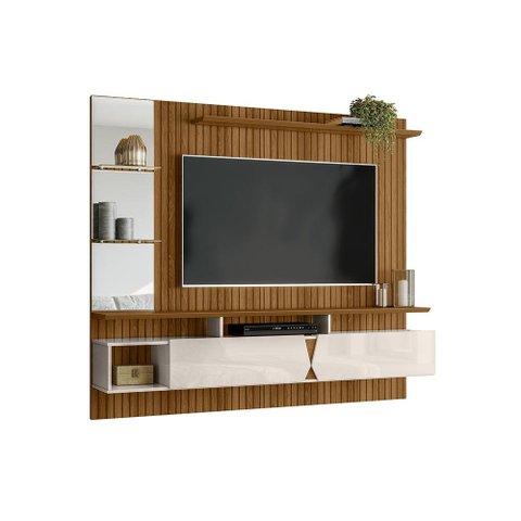 Home Painel para Tv até 55 Polegadas Rack Intense Freijó Ripado/off White