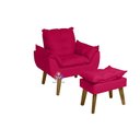 Ver imagem 3 de Kit 02 Poltrona/cadeira Decorativa e Puff Glamour Vermelho com Pés Quadrado Vermelho