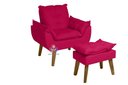 Ver imagem 3 de Kit 02 Poltrona/cadeira Decorativa e Puff Glamour Vermelho com Pés Quadrado Vermelho