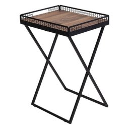 Mesa de Canto para Sala Dobrável com Bandeja Preto Fosco - 3 Mesa de Canto para Sala Dobrável com Bandeja Preto Fosco - 3