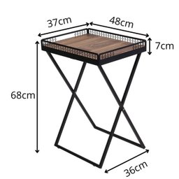 Mesa de Canto para Sala Dobrável com Bandeja Preto Fosco - 5 Mesa de Canto para Sala Dobrável com Bandeja Preto Fosco - 5