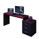 Ver imagem 1 de Mesa Escrivaninha Escritório Estudo com Gavetas Gamer Drx 5000 Preto Vermelho Móveis Leão