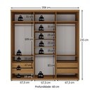 Ver imagem 4 de Guarda-Roupa Casal MDF BP 3 Portas 4 Gavetas Liege Marrom/Nogueira/Off White