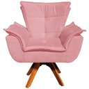 Ver imagem 5 de Poltrona Decorativa Base Giratória em Madeira Charger Suede Rosê - Gran Belo
