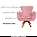 Ver imagem 4 de Poltrona Decorativa Base Giratória em Madeira Charger Suede Rosê - Gran Belo