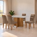 Ver imagem 1 de Conjunto Sala de Jantar Mesa Moscou Tp Vidro Canto Copo com 4 Cadeiras Valentina