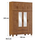 Ver imagem 2 de Guarda Roupa Bipartido 8 Portas 2 Gavetas com Espelho Linha Cobre 1275c Castanho Finestra