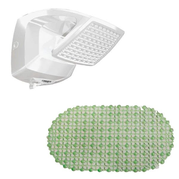 Kit Ducha Futura Eletrônica 127V 5500W+ Tapete para Box Verde - 1
