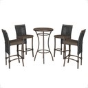 Ver imagem 1 de Mesa Bistrô e 4 Banquetas Roma Marrom Corda Náutica Estofado 9 Trama Original