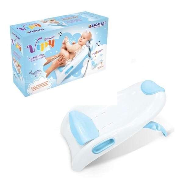 Cadeirinha de banho do bebe reclinael assento suporte infantil ajustavel multiuso com encaixe azul m - 1