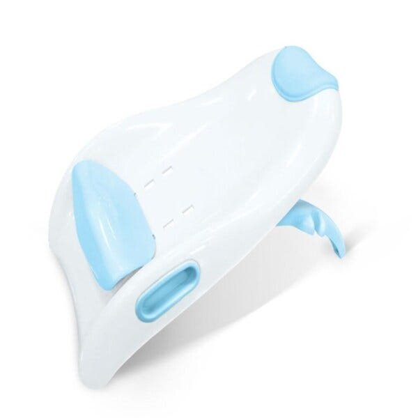 Cadeirinha de banho do bebe reclinael assento suporte infantil ajustavel multiuso com encaixe azul m - 2