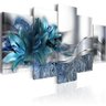 Quadro Decorativo Flor Turquesa Azul Mdf 115X60Cm 5 Peças - 1