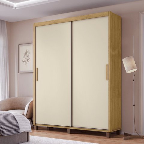 Guarda-Roupa Casal 2 Portas de Correr 188,5cm com 3 Gavetas Barcelona
